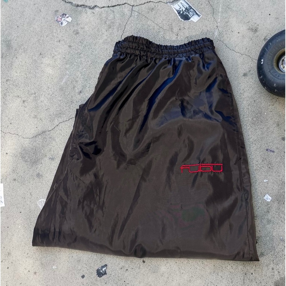 Vintage FUBU The Collection Track Pants XL Black Red Logo Y2K Hip Hop Streetwear